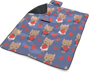 Sablio Plážová deka Mačičky s jahodami: 200x140 cm