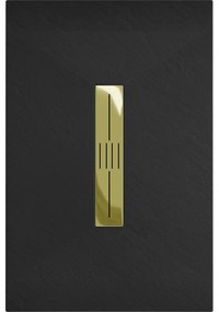 Mexen Toro, SMC obdĺžniková sprchová vanička 130 x 80 cm, čierna, zlatá krytka, 43708013-G