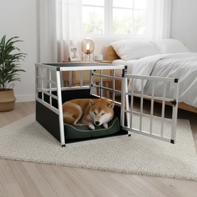 Prepravka pre psa BRUNO, 70x54x51cm, strieborná/čierna Cadoca