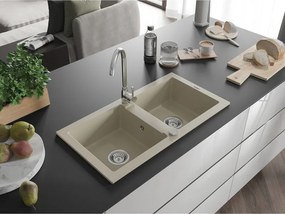 Mexen Mario - drez granitový 82,0x43,6cm, 2-komorový, béžová, 6504822000-69