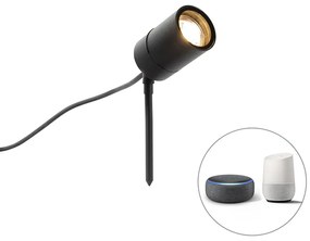 Inteligentný moderný bodový reflektor čierny IP44 vrátane wifi GU10 - Solo