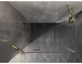 Mexen Lunar Duo, výklopný sprchový kút 100 x 95 cm, 8mm číre sklo, zlatý profil, 834-100L-095P-50-00
