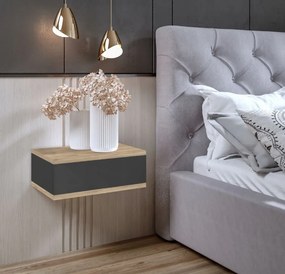 Nočný stolík LOFT - dub craft zlatý/grafitový