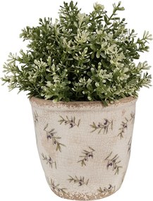 Béžový antik obal na kvetináč s olivami Olive Fields M - Ø 14*13 cm