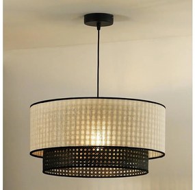 Duolla Duolla - Luster na lanku RATTAN YUTE 1xE27/15W/230V pr. 45 cm krémová/čierna DU603676