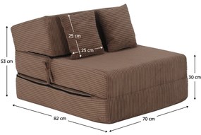 Skladacie kreslo/matrac PELOS, svetlo hnedá