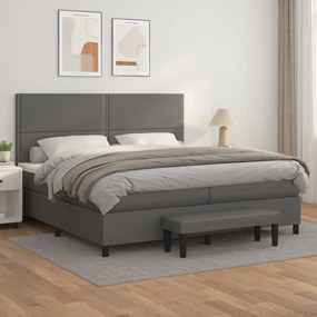 Boxspring posteľ s matracom sivá 200x200 cm umelá koža 3137627