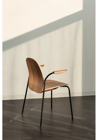 Hnedé/koňakovohnedé jedálenské stoličky v súprave s podrúčkami/stohovateľné 2 ks v dekore orecha Book – Gazzda