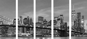 5-dielny obraz očarujúci most v Brooklyne v čiernobielom prevedení Varianta: 200x100