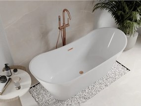 Mexen Celia, voľne stojaca vaňa 170 x 75 cm, biela, medený prepad, 52331707500-65