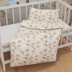 Biante Detské bavlnené posteľné obliečky do postieľky Sandra SA-518 Jesenné púpavy na bielom Do postieľky 90x120 a 40x60 cm