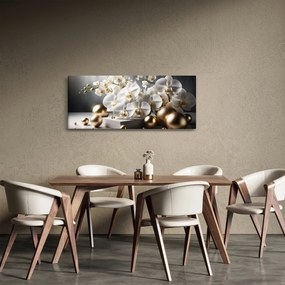Obraz - Orchidea a zlaté gule (120x50 cm)