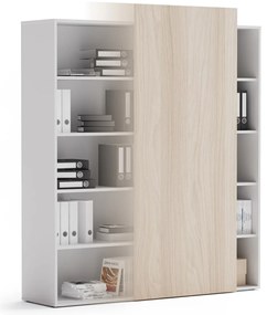 PLAN Skriňa vysoká otvorená BLOCK White, 1600 x 400 x 1748, dub prírodný