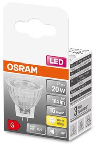 Žiarovka LED GU4 MR11 2,5W = 20W 184lm 2700K Warm 36° 12V OSRAM STAR