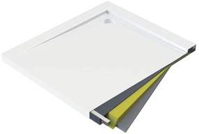 Deante Kerria Plus, obdĺžniková akrylátová vanička 100x80x3 cm, hĺbka 1,5cm, technológia Solid, biela, KTS_046B