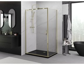 Mexen Exo, výklopný sprchový kút 95 x 80 cm, číre sklo, zlatá, 8181-095-080-50-00