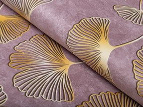 Biante Zamatový oválny obrus Tamara TMR-001 Ginkgo lístky na staroružovom 120x140 cm