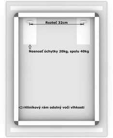 LED zrkadlo Latitudine 60x80cm studená biela - diaľkový ovládač Farba diaľkového ovládača: Čierna