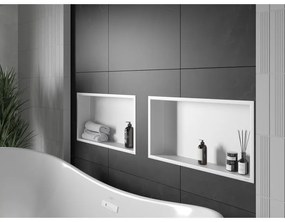 Mexen X-Wall-R, polička na zapustenie na obklad s golierom 60 x 30 cm, biela, 1920603010