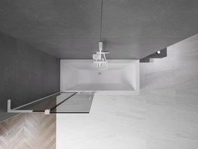 Mexen Velar L, 2-krídlová posuvná vaňová zástena 80 x 150 cm, 8mm šedé sklo, biela matná, 896-080-003-41-20