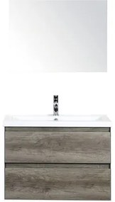 Kúpeľňový nábytkový set Evora 80 cm s keramickým umývadlom dub Nebraska a zrkadlom