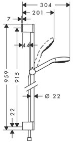 Hansgrohe Croma Select S, sprchová sada Vario so sprchovou tyčou 90 cm, biela/chrómová, HAN-26572400