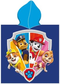 Detská osuška s kapucňou - plážové pončo Paw Patrol - Labková patrola - 100% bavlna - 55 x 110 cm - pre deti od 3 do 6 rokov