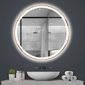 Rea MMJ, okrúhle LED zrkadlo, 60cm, kartáčovaná meď, HOM-05491