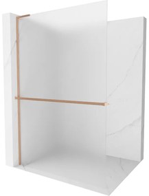 Mexen Kioto+ L, sprchová zástena Walk-In s poličkou a vešiakom 120 x 200 cm, 8mm sklo námraza, medený matný profil, 800-120-123-65-30