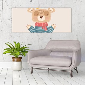 Obraz - Béžový medvedík s korunkou (120x50 cm)