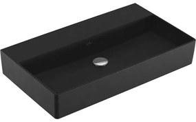 VILLEROY &amp; BOCH Memento 2.0 závesné umývadlo bez otvoru (spodná strana brúsená), bez prepadu, 800 x 470 mm, Ebony, s povrchom CeramicPlus, 4A228FS5