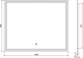 Mexen Taco, LED kúpeľňové zrkadlo s podsvietením 100 x 80 cm, 6000K, ochrana proti zahmlievaniu, 9805-100-080-611-00