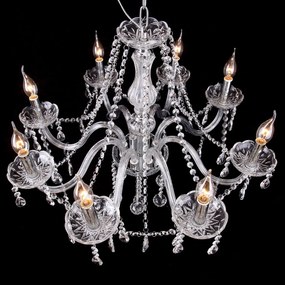 Toolight - Krištáľový závesný luster 8xE14 60W, strieborná, OSW-04600