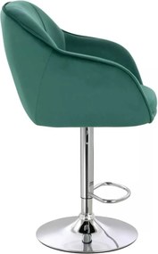 LuxuryForm DESIGN Barová stolička AVOLA VELUR na striebornom tanieri - zelená