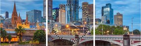 Obraz mesta Melbourne (s hodinami) (90x30 cm)