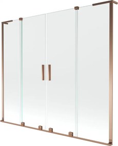 Mexen Velar L Duo, 2-krídlová posuvná vaňová zástena 170 x 150 cm, 8mm číre sklo, ružové zlato, 896-170-003-02-60