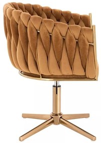 LuxuryForm DESIGN Kreslo NORDEN VELUR na zlatom kríži - medové