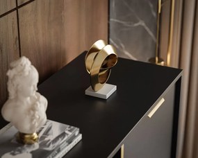 KOMODA VYSOKÁ LOREEN TMAVOŠEDÁ + ZLATÁ SO ŠUPLÍKMI NA NOŽIČKÁCH 103 cm