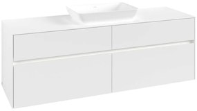 VILLEROY &amp; BOCH Collaro závesná skrinka pod umývadlo na dosku (umývadlo v strede), 4 zásuvky, s LED osvetlením, 1600 x 500 x 548 mm, White Matt, C120B0MS