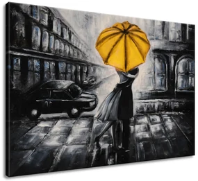 Gario Ručne maľovaný obraz Žltý bozk v daždi Rozmery: 100 x 70 cm