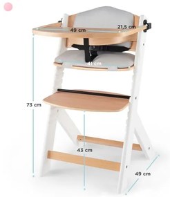 KINDERKRAFT - Detská jedálenská stolička ENOCK s polstrovaním šedá/biela