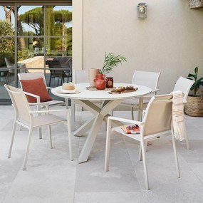 Hliníkový jedálenský stôl ORIENT ø 130 cm (ivory)