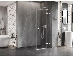 Mexen Lunar T, výklopný sprchový kút pravý 100 x 100 cm, 8mm číre sklo, biely profil, 834T-100-100-20-00-P