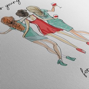 Obraz - Forever young, forever drunk (s hodinami) (90x30 cm)