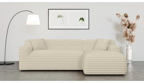 Béžová menčestrová rohová pohovka (pravý roh/s leňoškou) Martin – Ropez