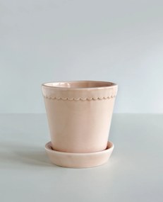 Malý kvetináč Helena s podstavcom s glazúrou 12 cm ružový
