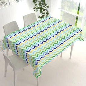 Biante Bavlnený obdĺžnikový obrus Sandra SA-378 Zeleno-modro-žlté cik-cak pásiky 60x100 cm
