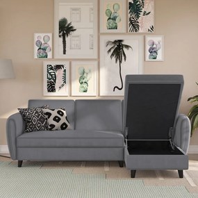 Sivá zamatová rozkladacia rohová pohovka Perry – Støraa