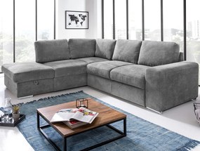 Rohová sedacia súprava Eddi, stredne šedá látka, ľavý roh
