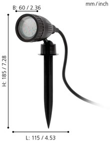 Eglo 98052 - LED RGB Vonkajšia lampa NEMA-C 1xGU10/5W/230V IP44